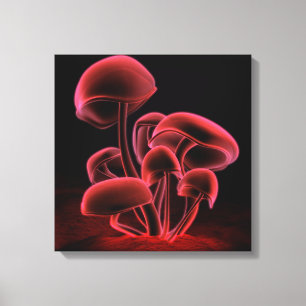 Red Fluorescence Square Canvas Print