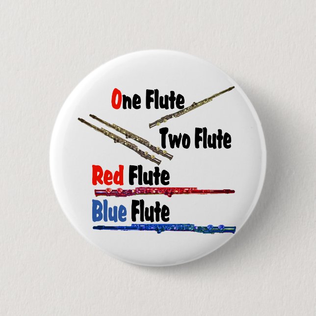 Red Flute Blue Flute 6 Cm Round Badge (Front)