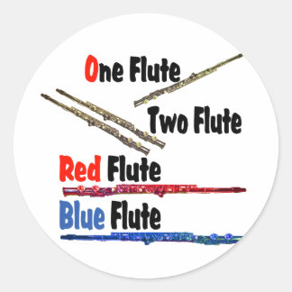Red Flute Blue Flute Classic Round Sticker