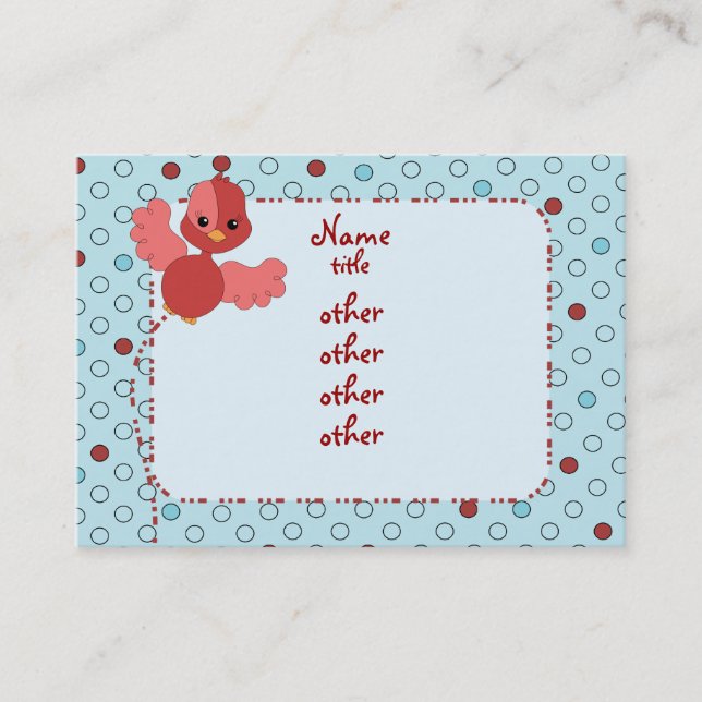 Red Flutter Bird Business Card (Front)