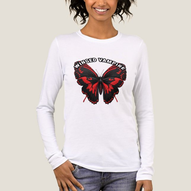 Red Flutter Butterfly Gothic Art Tri-Blend Shirt (Front)