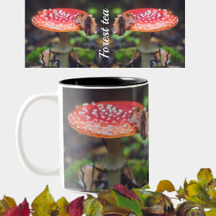 Red Fly Agaric Mushroom in the Forest Two-Tone Coffee Mug