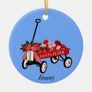 Red Flyer Wagon Ceramic Christmas Personalized Tree Decoration