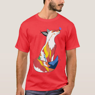 Red Fo And Cute Butterfly T-Shirt