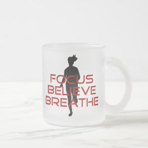 Red Focus Believe Breathe Frosted Glass Coffee Mug