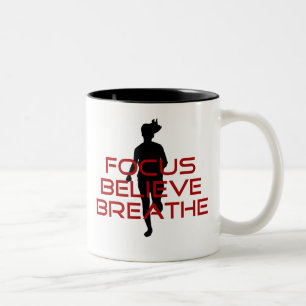 Red Focus Believe Breathe Two-Tone Coffee Mug