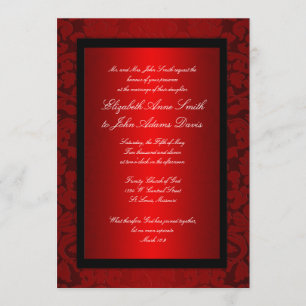 Red Foil Damask Wedding Invitation