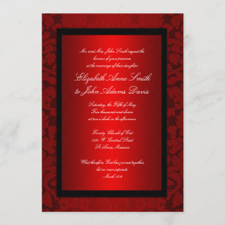 Red Foil Damask Wedding Invitation