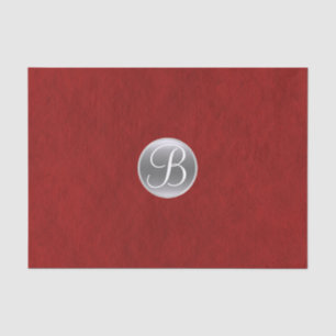 Red Foil Silver Holiday Chic Glam Monogram Initial Tissue Paper