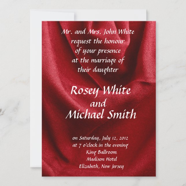 Red folded fabric invitation (Front)