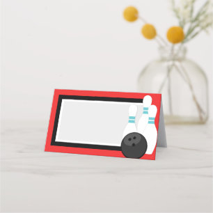 Red Folding Bowling Label or Place Cards