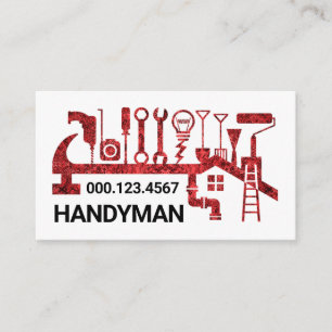Red Foliage Handyman Fix-It Tools Business Card