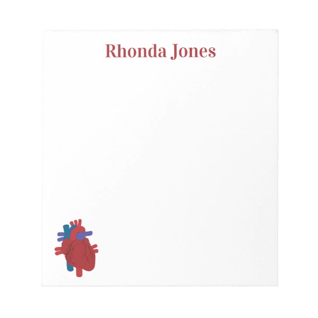 Red Font Heart Disease Awareness Notepad (Front)