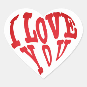 Red Font I Love You Heart Sticker