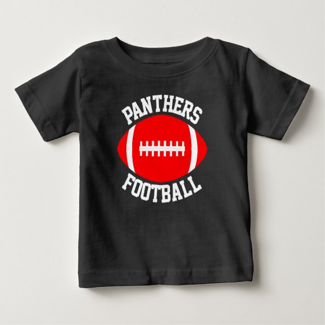 Red Football Baby Custom Team Name & Jersey Number T-Shirt (Front)