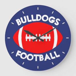 Red Football Custom Team Name/Text and Colour Cloc Large Clock