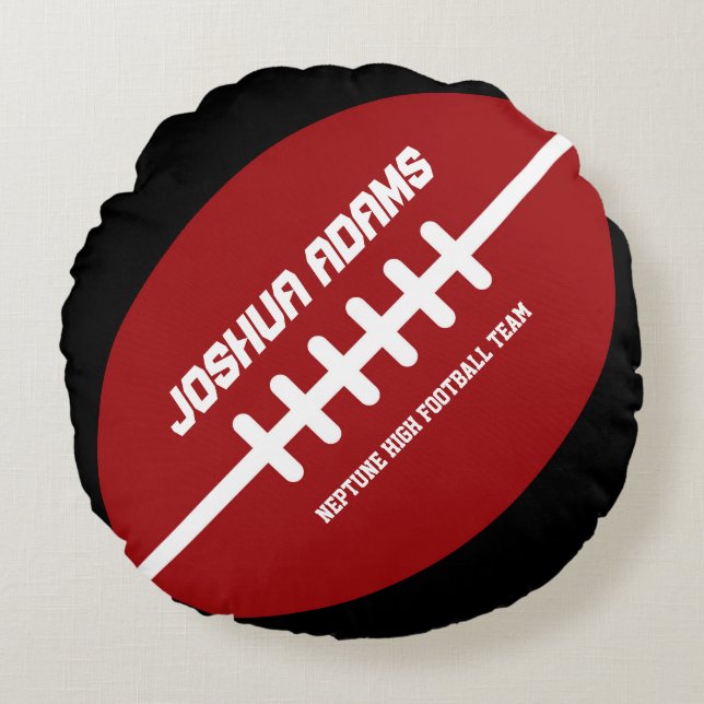 Red Football Games Sports Team Round Pillows (Front)