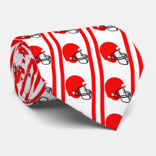 Red Football Helmet on White Necktie