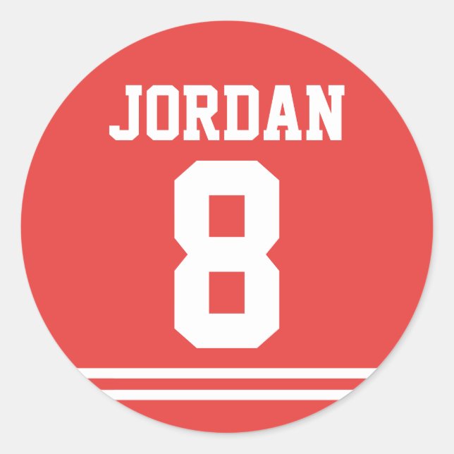 Red Football Jersey - Sports Theme Birthday Party Classic Round Sticker (Front)