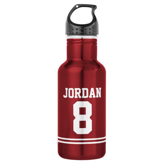 Red Football Jersey with Custom Name and Number 532 Ml Water Bottle (Front)