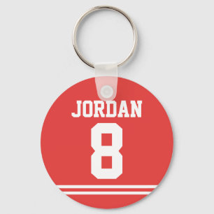Red Football Jersey with Number Key Ring