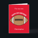 Red Football Sport 12th Birthday Card<br><div class="desc">A red personalised football 12th birthday card for son, grandson, godson, etc. You can easily personalise the front of this sports birthday card with his age and name. The inside card message and back of the card can also be personalised for the birthday recipient. This 12th football birthday card for...</div>
