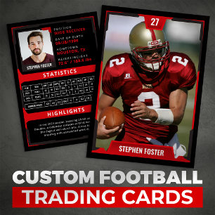Red Football Trading Card Football Player Photo
