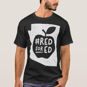 Red for Ed Arizona Teacher Apple Chalk Rough T-Shirt