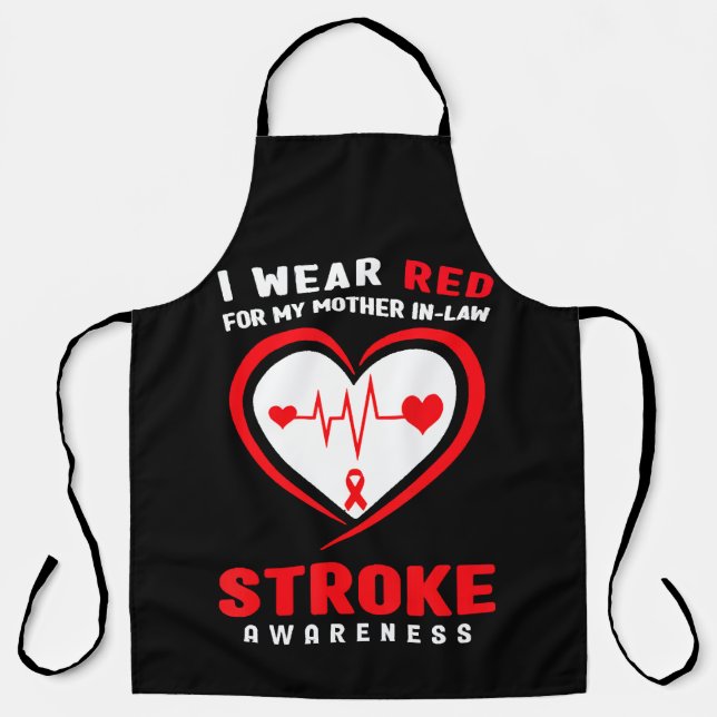 Red For My Mother In-Law Stroke  Apron (Front)