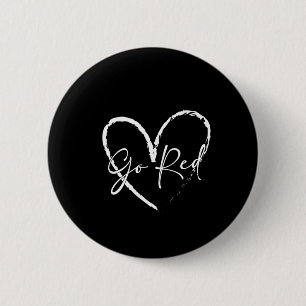 Red For Women American Heart Disease Month Awarene 6 Cm Round Badge