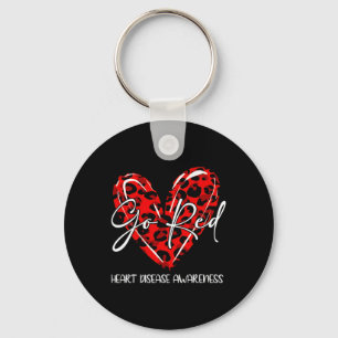 Red For Womens Heart Disease Awareness Month Leopa Key Ring
