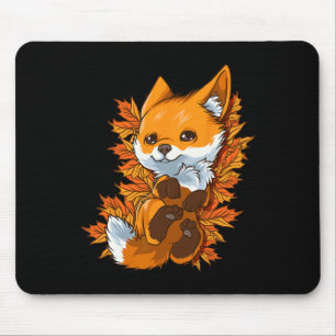 Red Forest Fox Baby Autumn Fall Mouse Pad