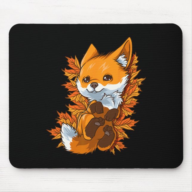 Red Forest Fox Baby Autumn Fall Mouse Pad (Front)
