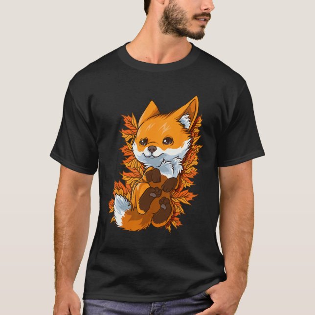 Red Forest Fox Byby Fall Hello Autumn Fun  T-Shirt (Front)