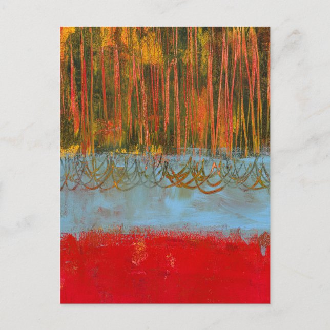 Red Forest Postcard - Fine Art Painting (Front)