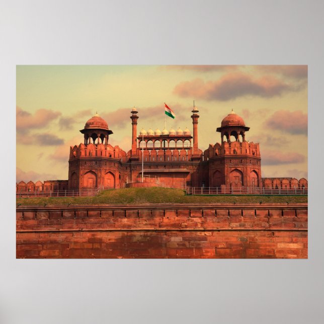 Red Fort in Delhi, India during a beautiful sunset Poster (Front)