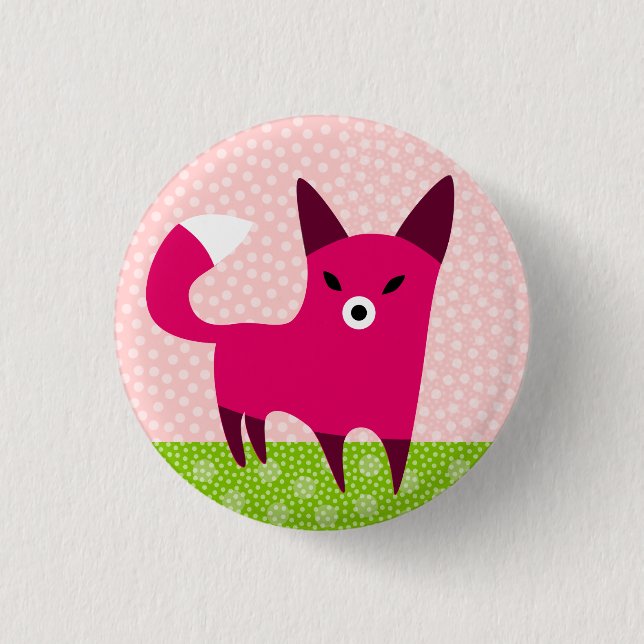 Red Fox 3 Cm Round Badge (Front)