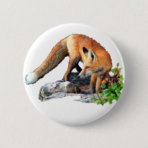 Red fox 6 cm round badge