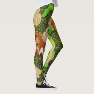 RED FOX AMONG THE GREEN LEAVES AND FOLIAGE LEGGINGS