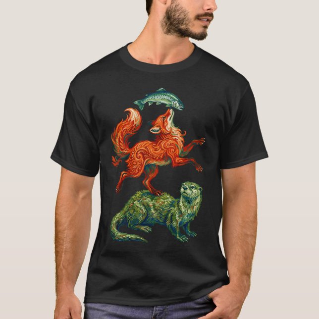 Red Fox And River Otter T-Shirt (Front)
