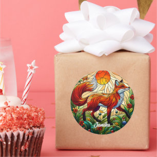 Red Fox and Sun Classic Round Sticker