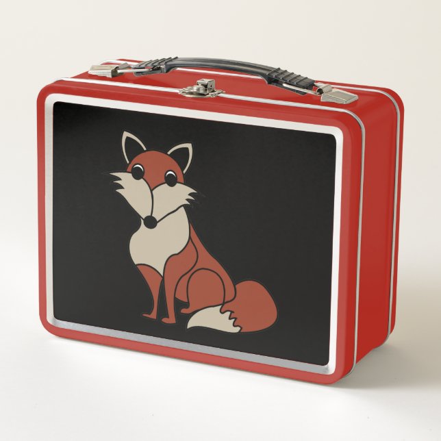 Red Fox Animal Metal Lunch Box (Front)