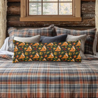Red Fox Autumn Leaves Acorns Green Pattern