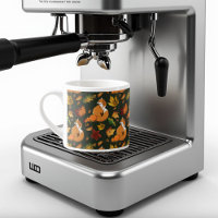 Red Fox Autumn Leaves Acorns Green Pattern