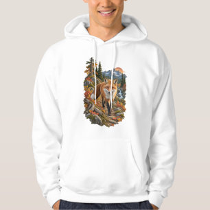 Red Fox Autumn Mountain Wilderness Hoodie