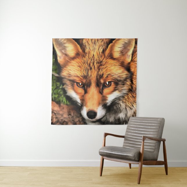 Red Fox Beautiful Wildlife Art Tapestry (In Situ)