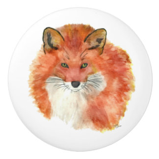 Red Fox Ceramic Knob