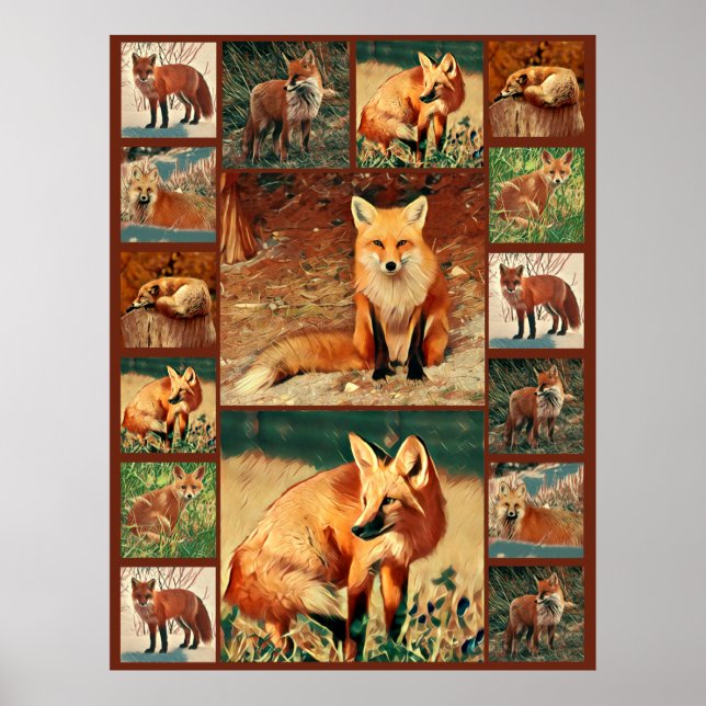 Red Fox Collage Poster (Front)