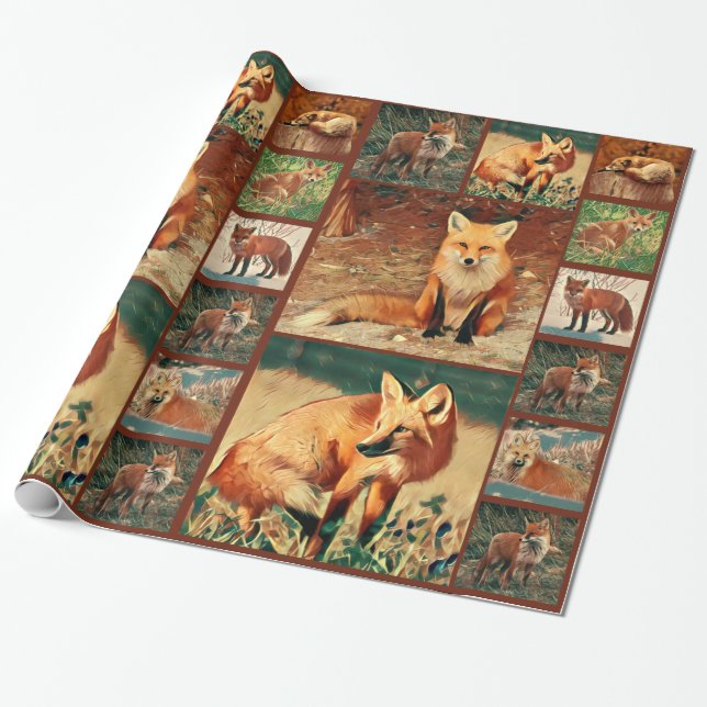 Red Fox Collection Wrapping Paper (Unrolled)