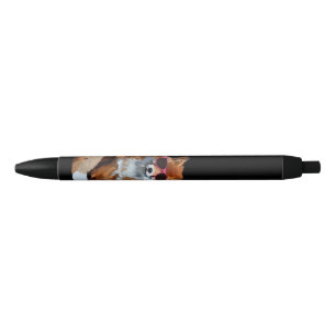 Red Fox Custom Black Trim Pen, Black Ink Black Ink Pen